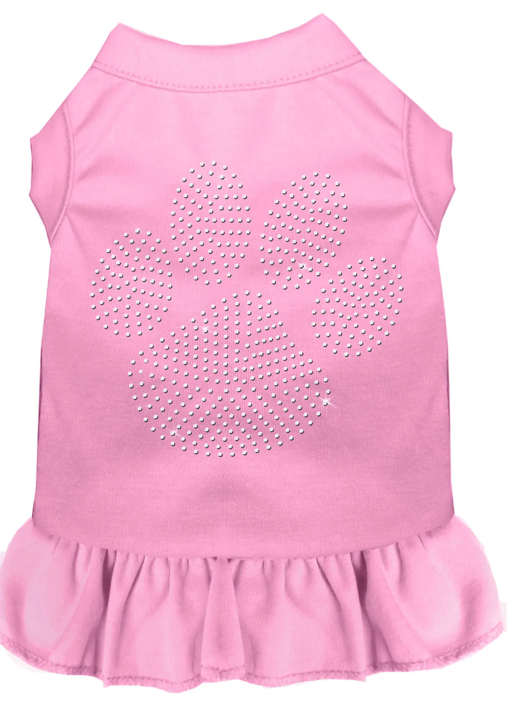 Rhinestone Clear Paw Dress Light Pink Xl
