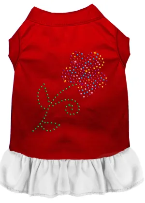Rhinestone Multi Flower Dress Red With White Xxxl