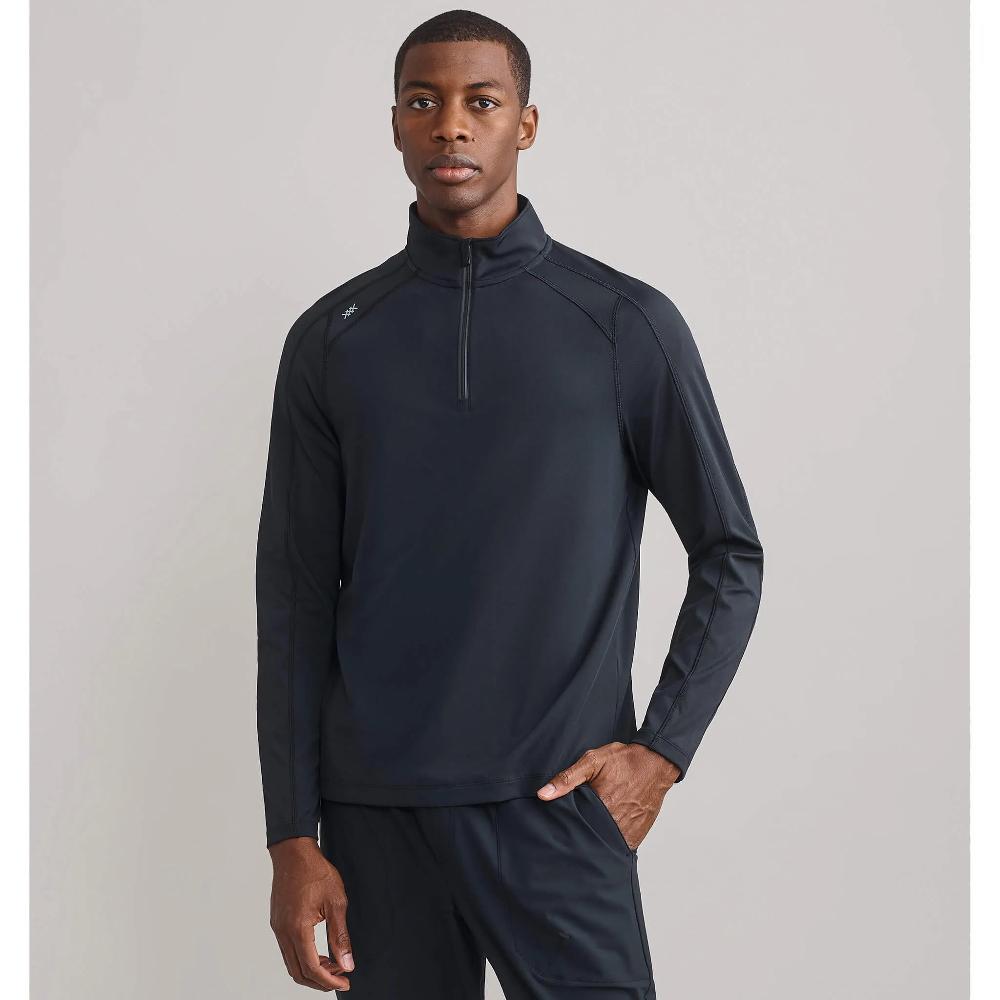 Rhone Men's Rise 1/4 Zip Pullover Sweater - Black
