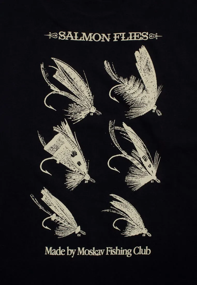 SALMON FLIES BLACK LONG SLEVEE TEE