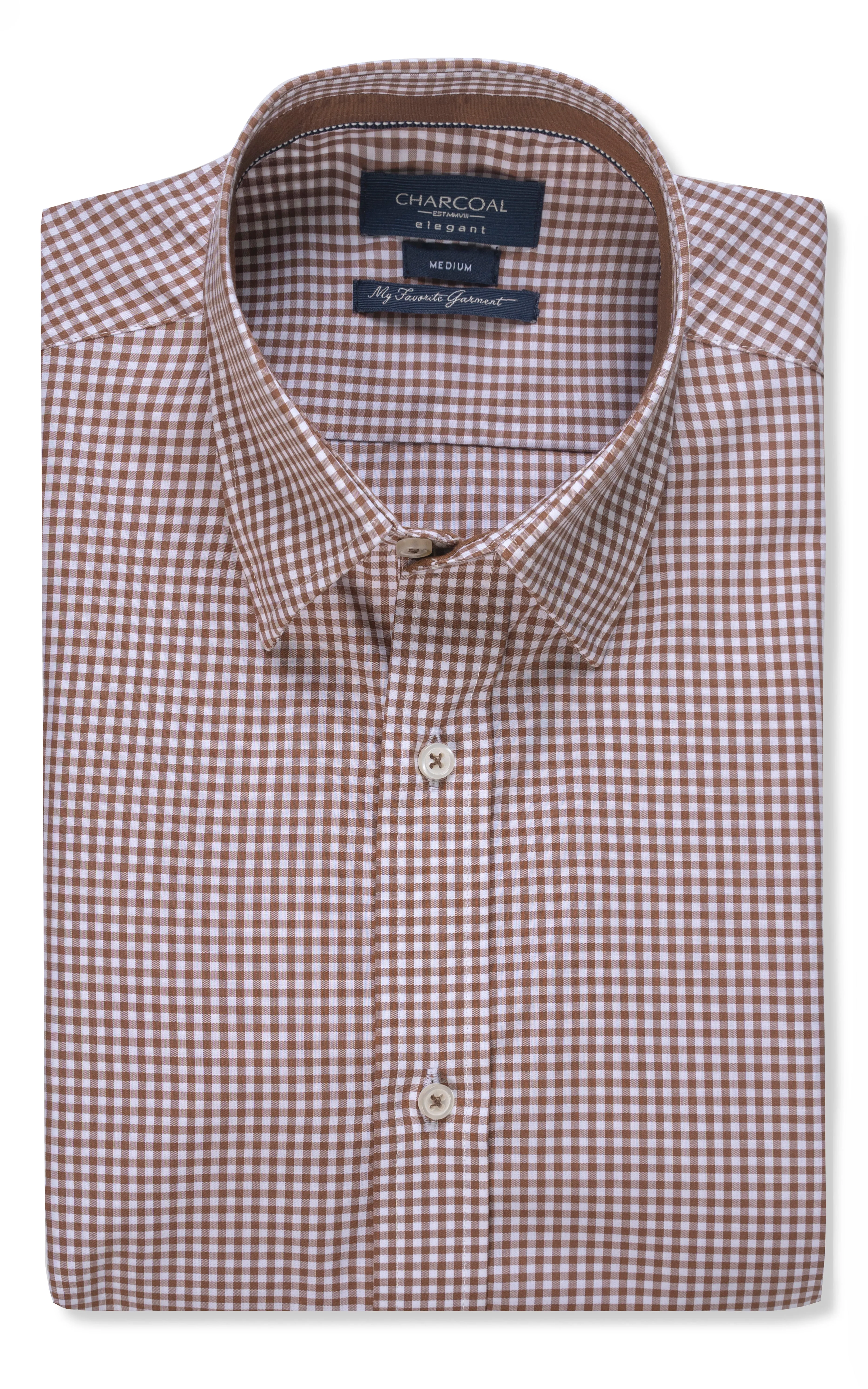 SEMI FORMAL SHIRT LIGHT BROWN CHECK