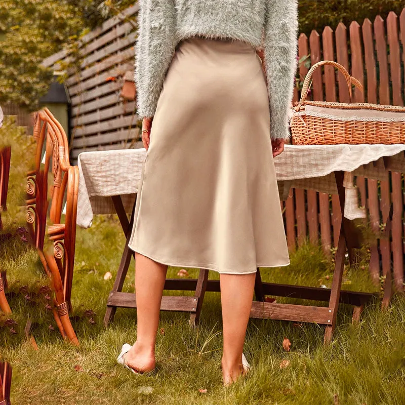 Solid Satin Easy Wear Skirt