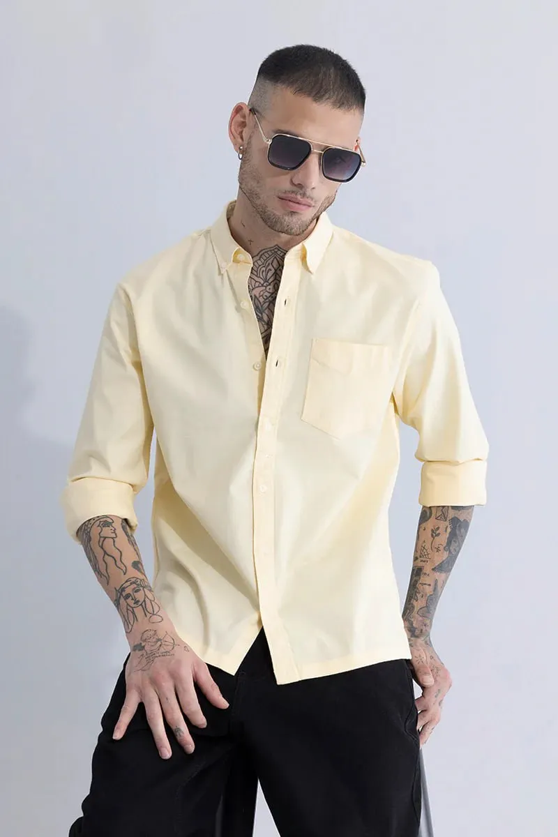 SOLID SLIM FIT CASUAL SHIRT FOR MEN YELLOW SHIRT