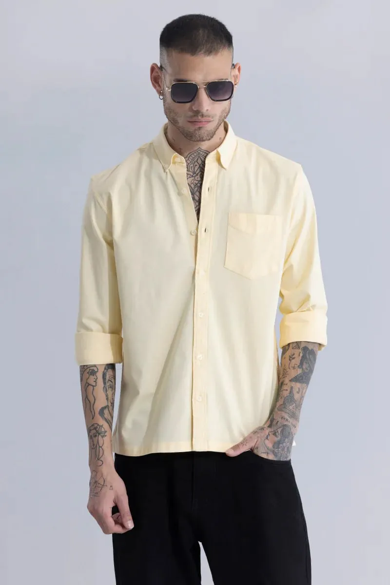 SOLID SLIM FIT CASUAL SHIRT FOR MEN YELLOW SHIRT