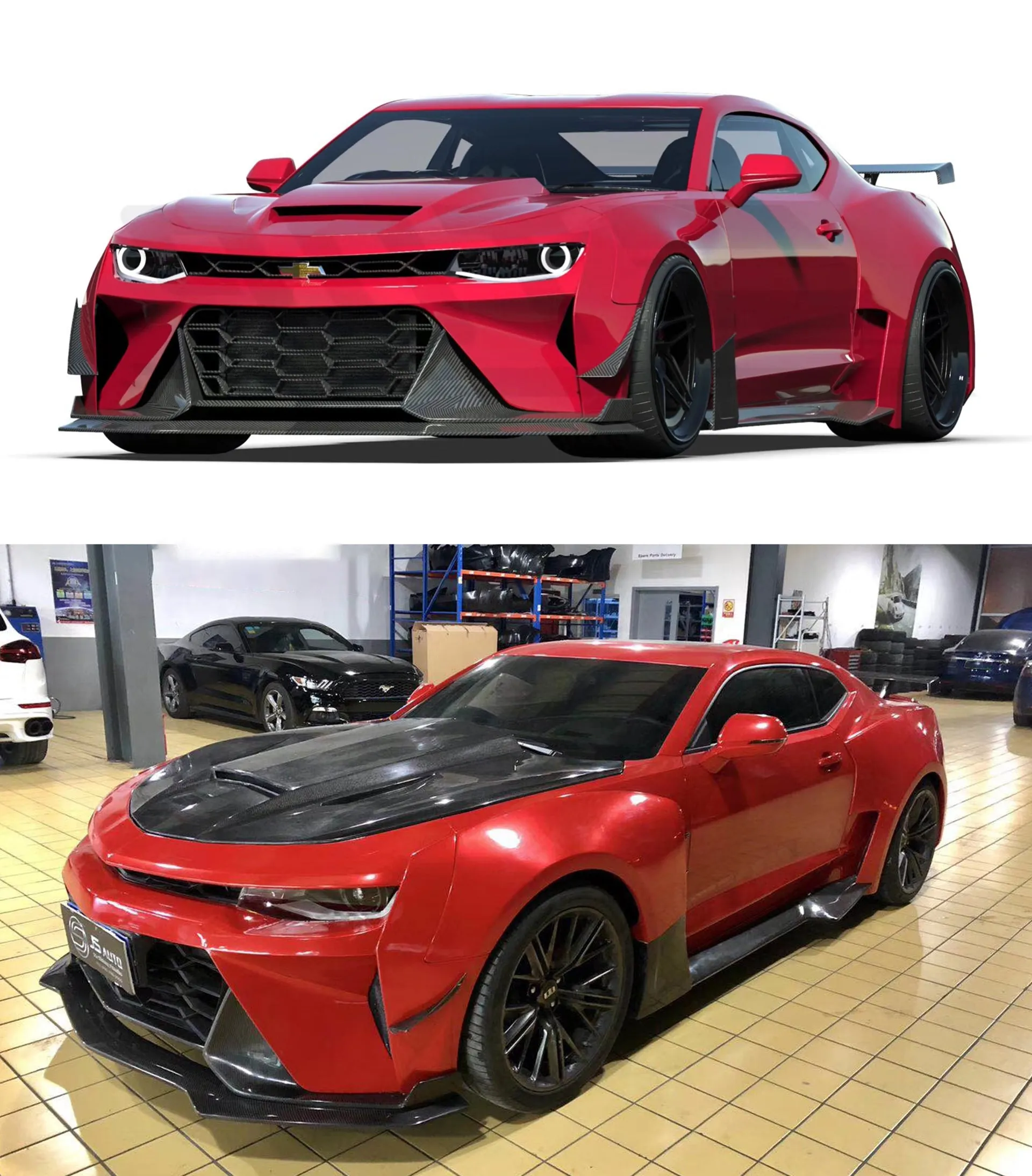 SPECTER PLUS Side Skirts for Chevrolet Camaro 6th Gen ZL1 Z/28 2/1SS 3/2/1LT 2/1LS Carbon Fiber/FRP
