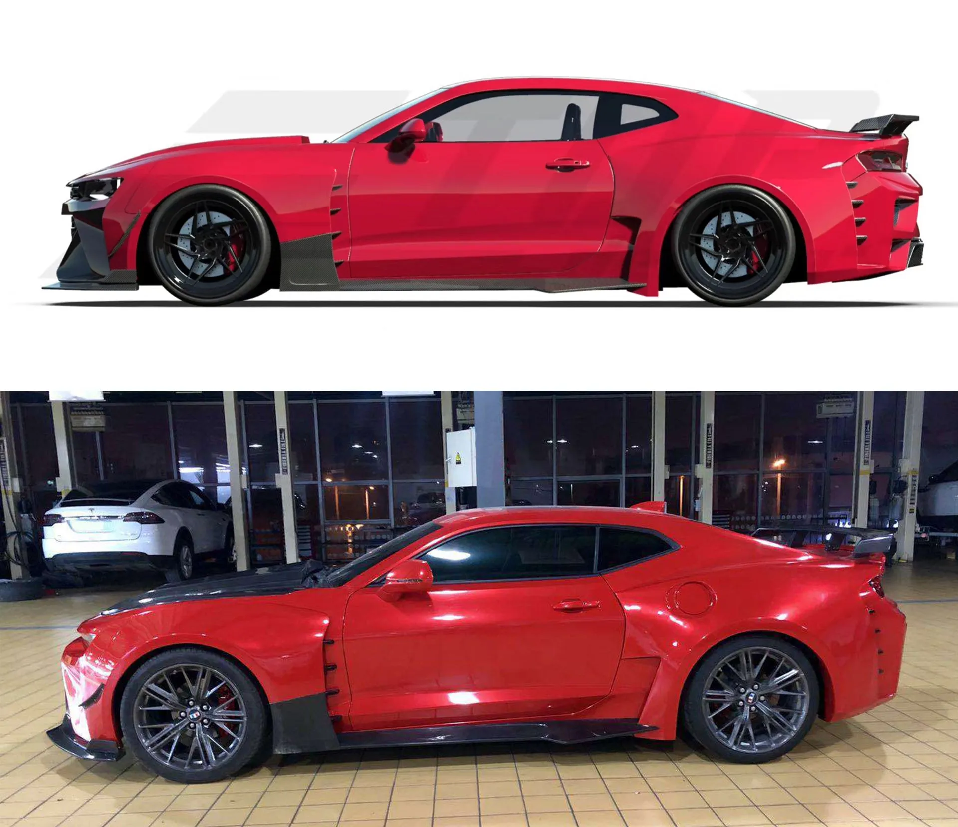 SPECTER PLUS Side Skirts for Chevrolet Camaro 6th Gen ZL1 Z/28 2/1SS 3/2/1LT 2/1LS Carbon Fiber/FRP
