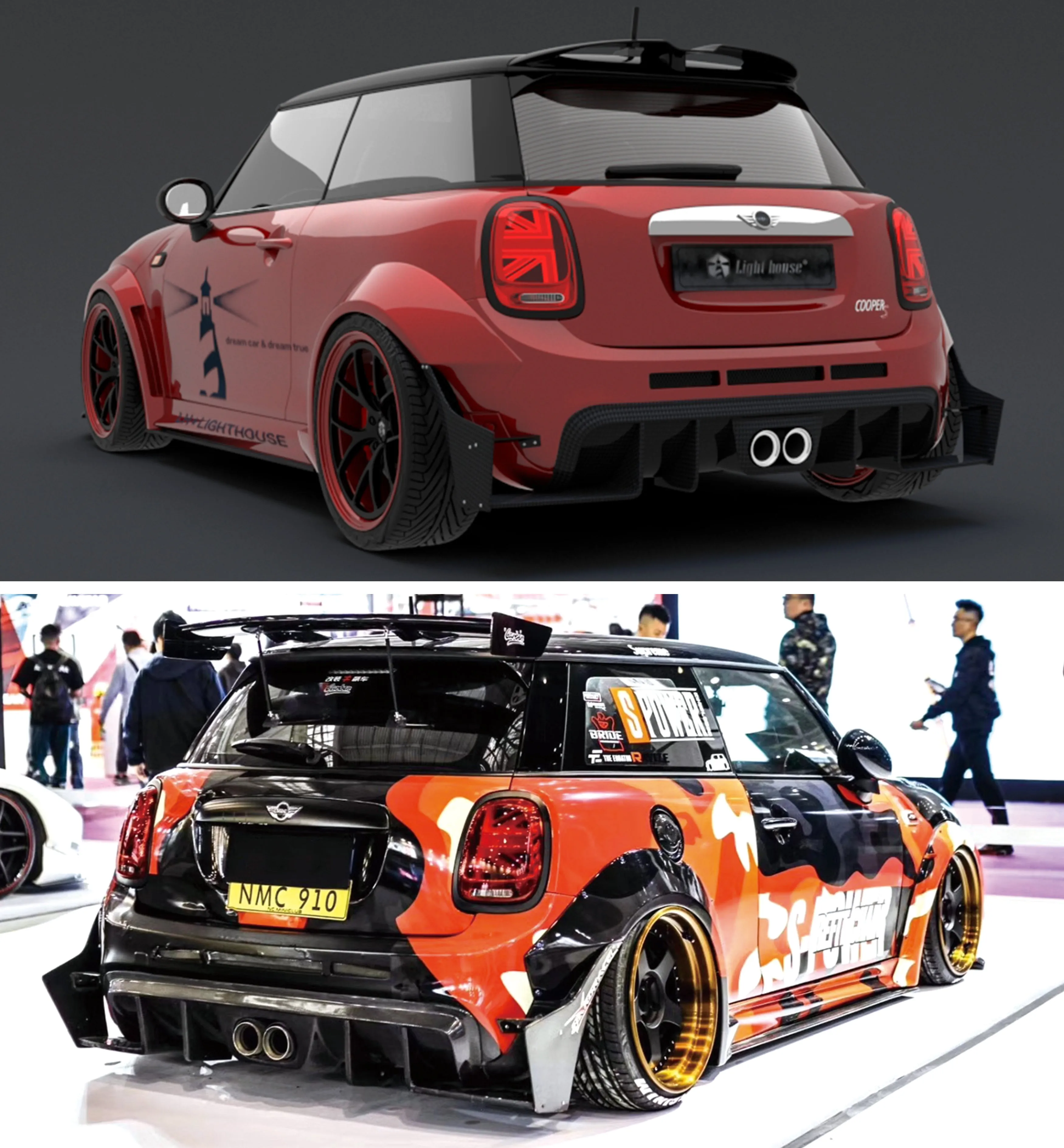 SPECTER PLUS Upper Side Skirts & Extentions for MINI Cooper JCW Base S F56 Pre-LCl & LCl Carbon Fiber/FRP