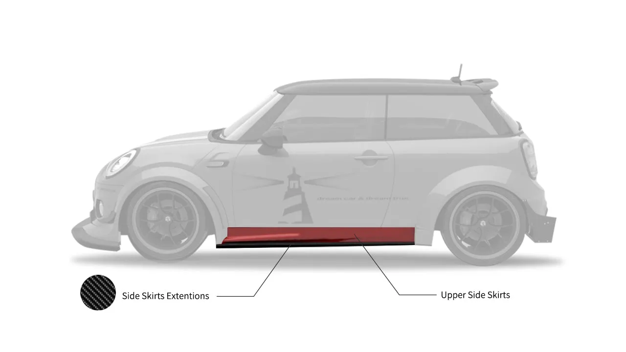 SPECTER PLUS Upper Side Skirts & Extentions for MINI Cooper JCW Base S F56 Pre-LCl & LCl Carbon Fiber/FRP