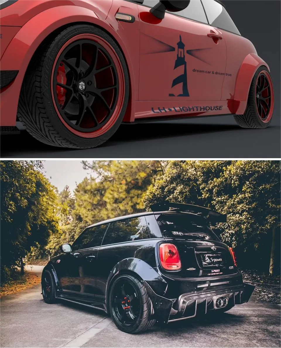 SPECTER PLUS Upper Side Skirts & Extentions for MINI Cooper JCW Base S F56 Pre-LCl & LCl Carbon Fiber/FRP