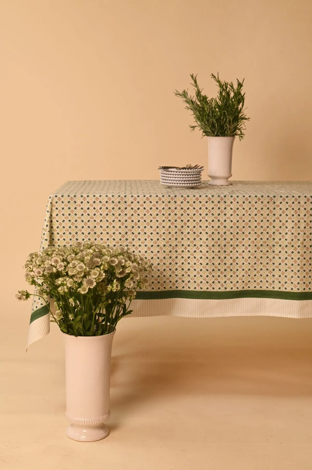 Spring Bloom Green Tablecloth