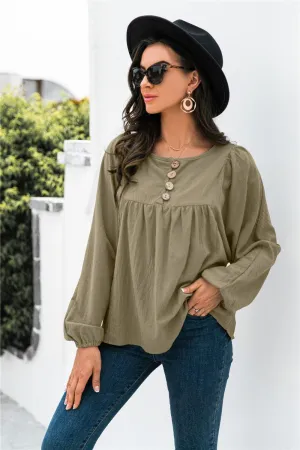 Take A Break Balloon Sleeve Blouse