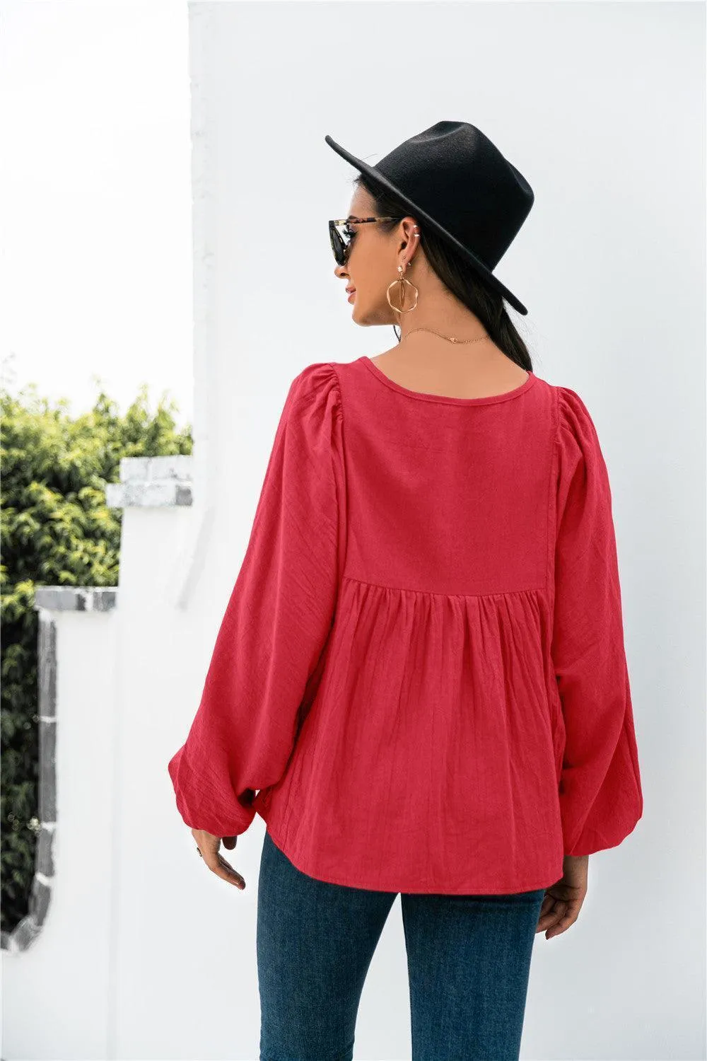 Take A Break Balloon Sleeve Blouse