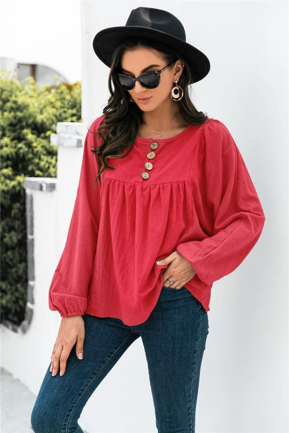 Take A Break Balloon Sleeve Blouse