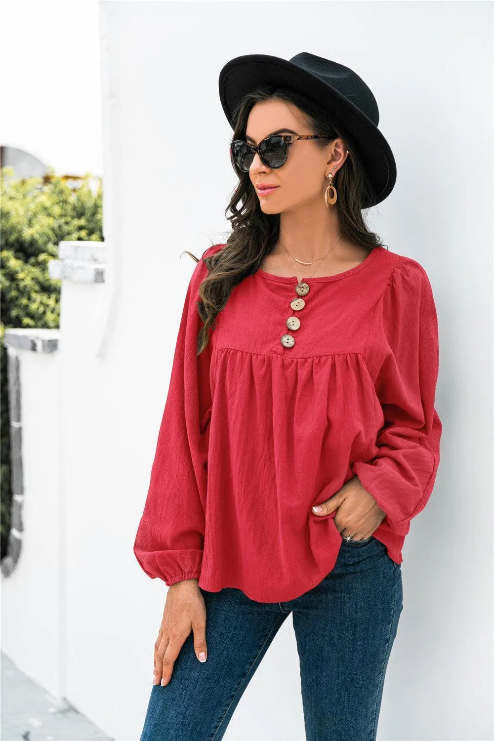 Take A Break Balloon Sleeve Blouse