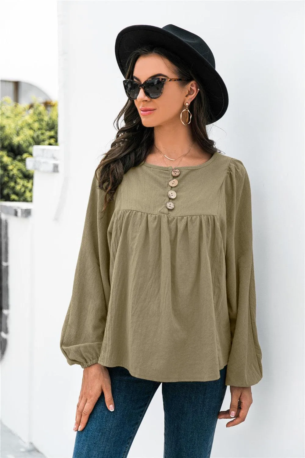 Take A Break Balloon Sleeve Blouse