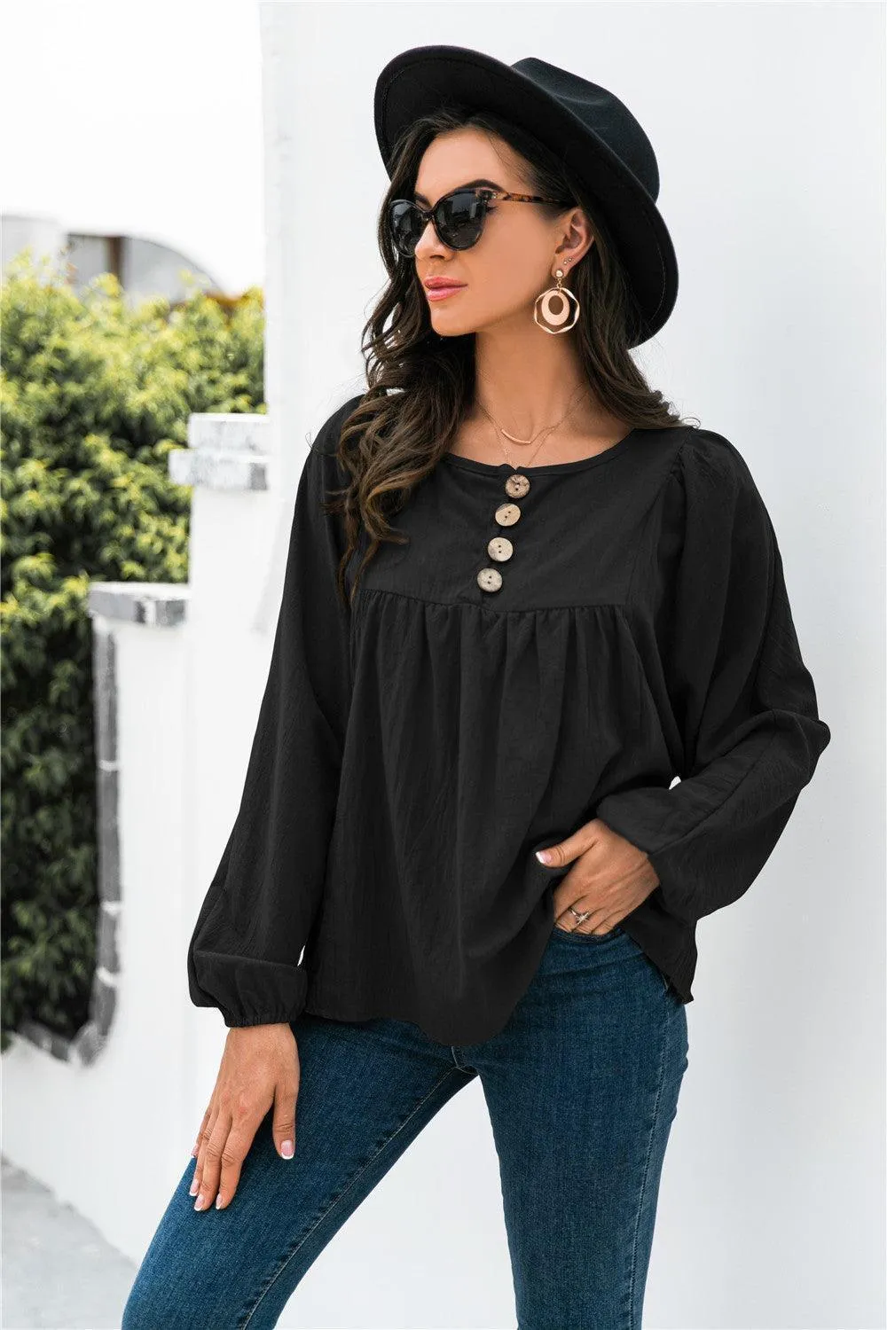 Take A Break Balloon Sleeve Blouse
