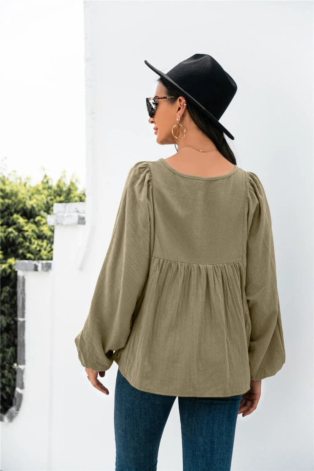Take A Break Balloon Sleeve Blouse