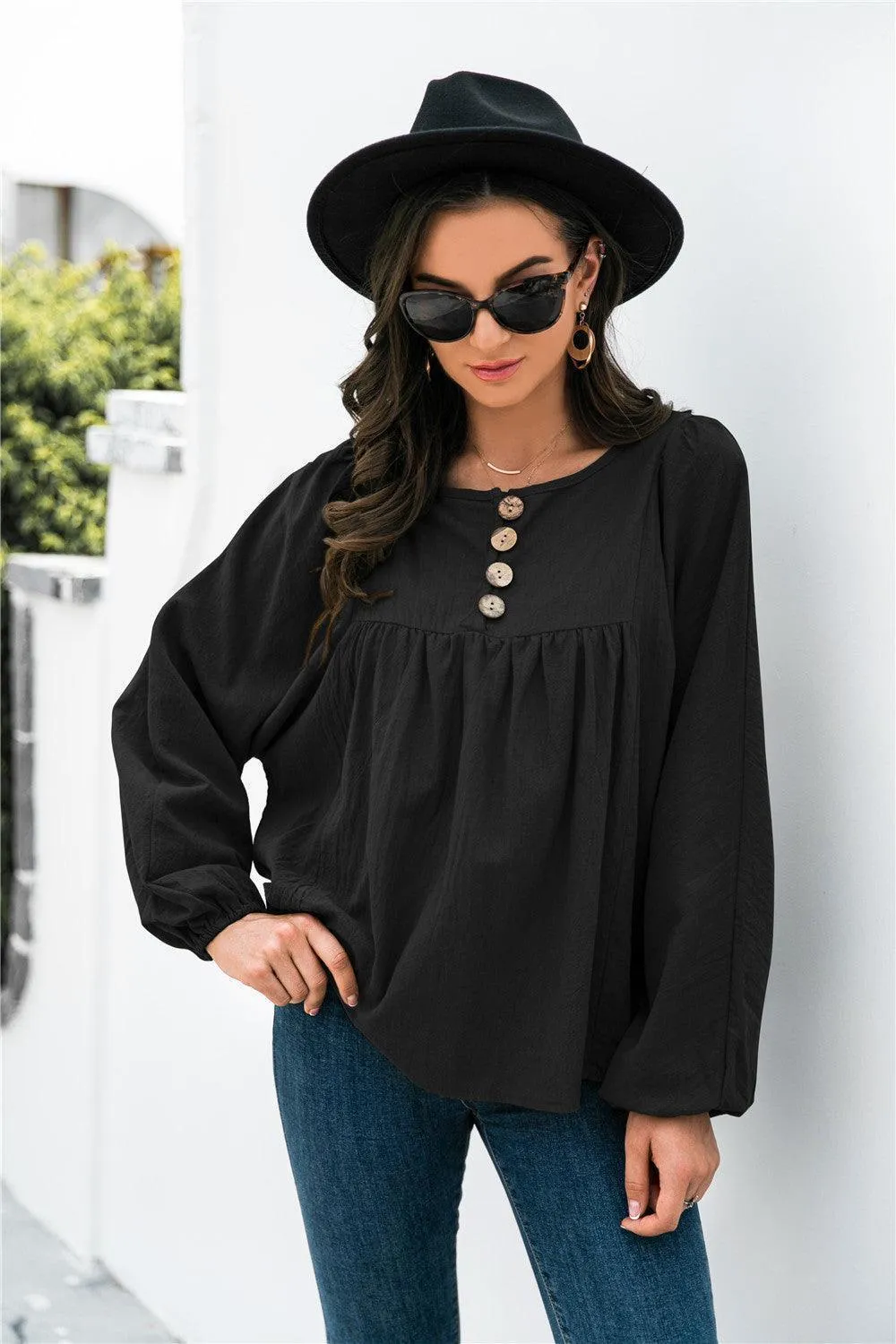 Take A Break Balloon Sleeve Blouse