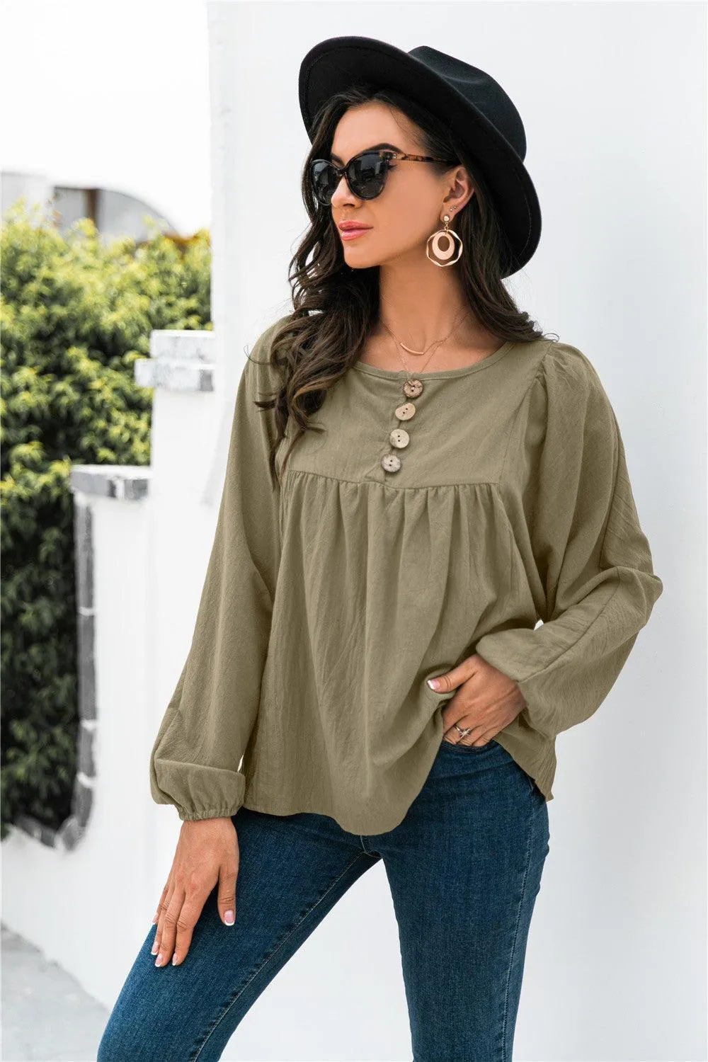 Take A Break Balloon Sleeve Blouse