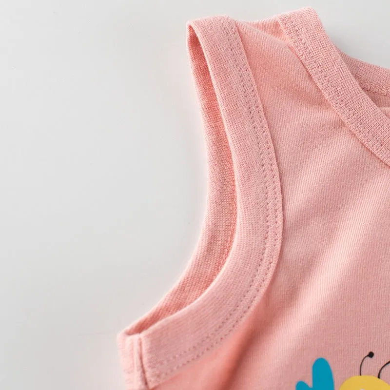 Toddler/Kid Girl's Sleeveless Bunny Print Design Pink Vest