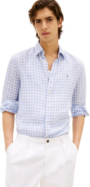 Tommy Hilfiger Men's Long Sleeve Casual Linen Button Down Shirts in Regular Fit