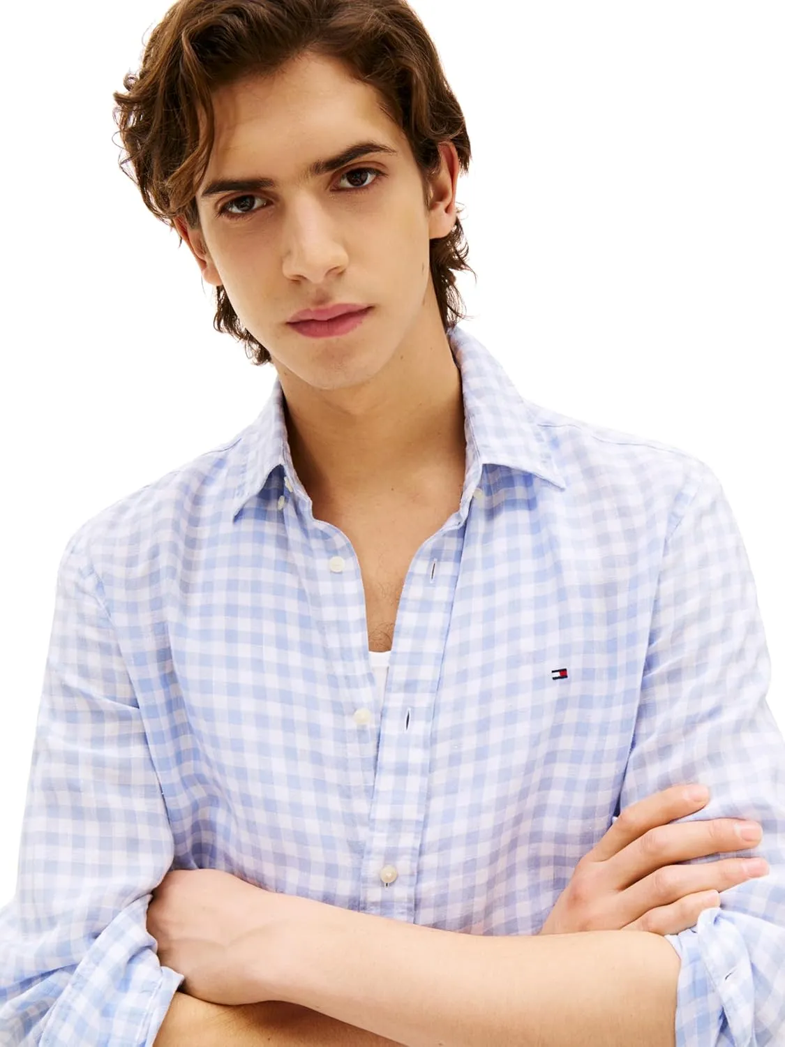 Tommy Hilfiger Men's Long Sleeve Casual Linen Button Down Shirts in Regular Fit
