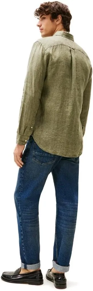 Tommy Hilfiger Men's Long Sleeve Casual Linen Button Down Shirts in Regular Fit