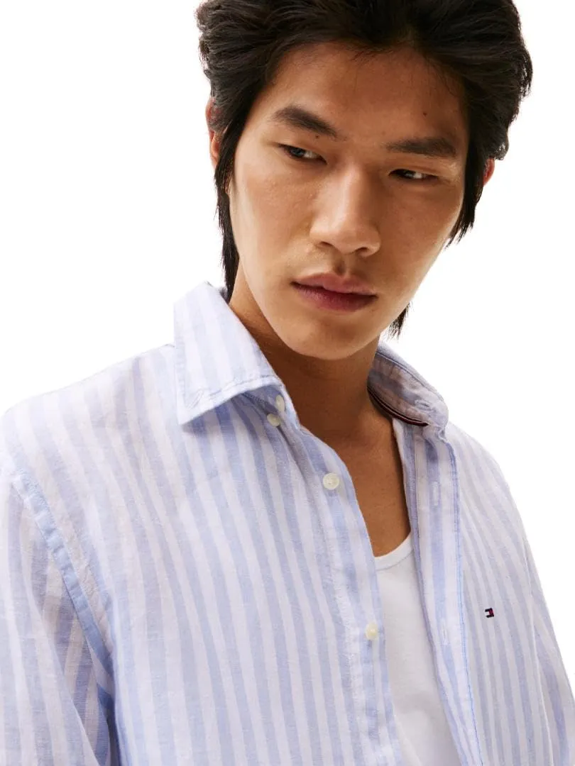 Tommy Hilfiger Men's Long Sleeve Casual Linen Button Down Shirts in Regular Fit