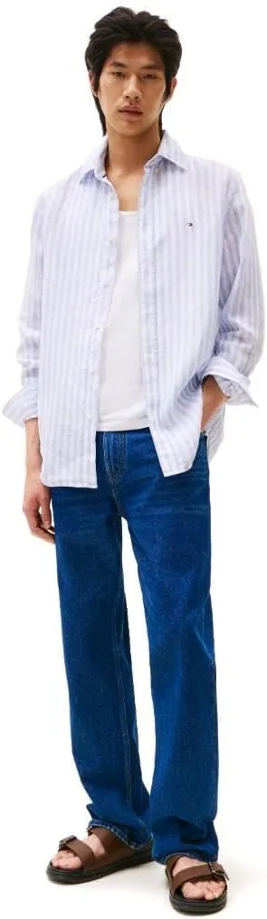Tommy Hilfiger Men's Long Sleeve Casual Linen Button Down Shirts in Regular Fit