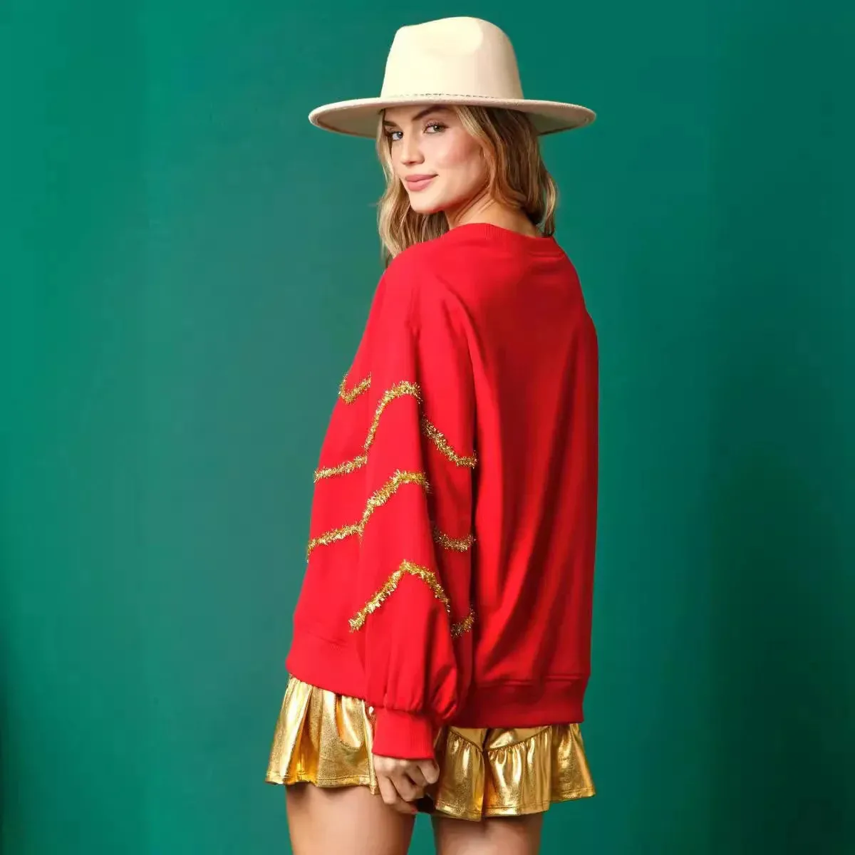 Wenkouban-Christmas Thanksgiving outfits_Autumn New Christmas Sequins Stripes Long Sleeve Casual Christmas Sweater