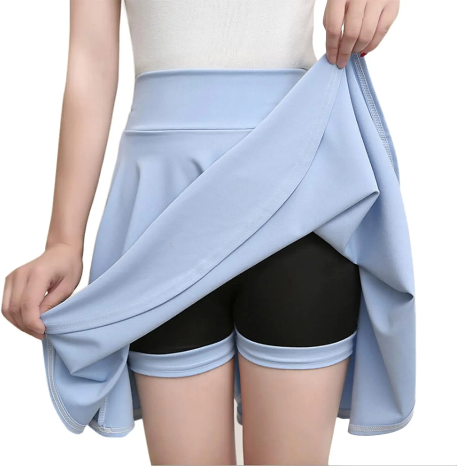 Women Casual Skater Skirt with Shorts High Waist Flared Skorts Pleated Mini Tennis Skirt Athletic Golf Workout Skort