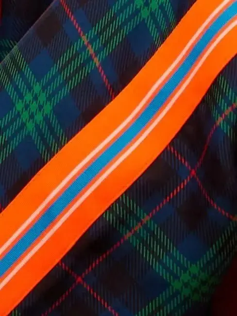 Women's Blackwatch Tartan Silk Pajama Set With Stripe