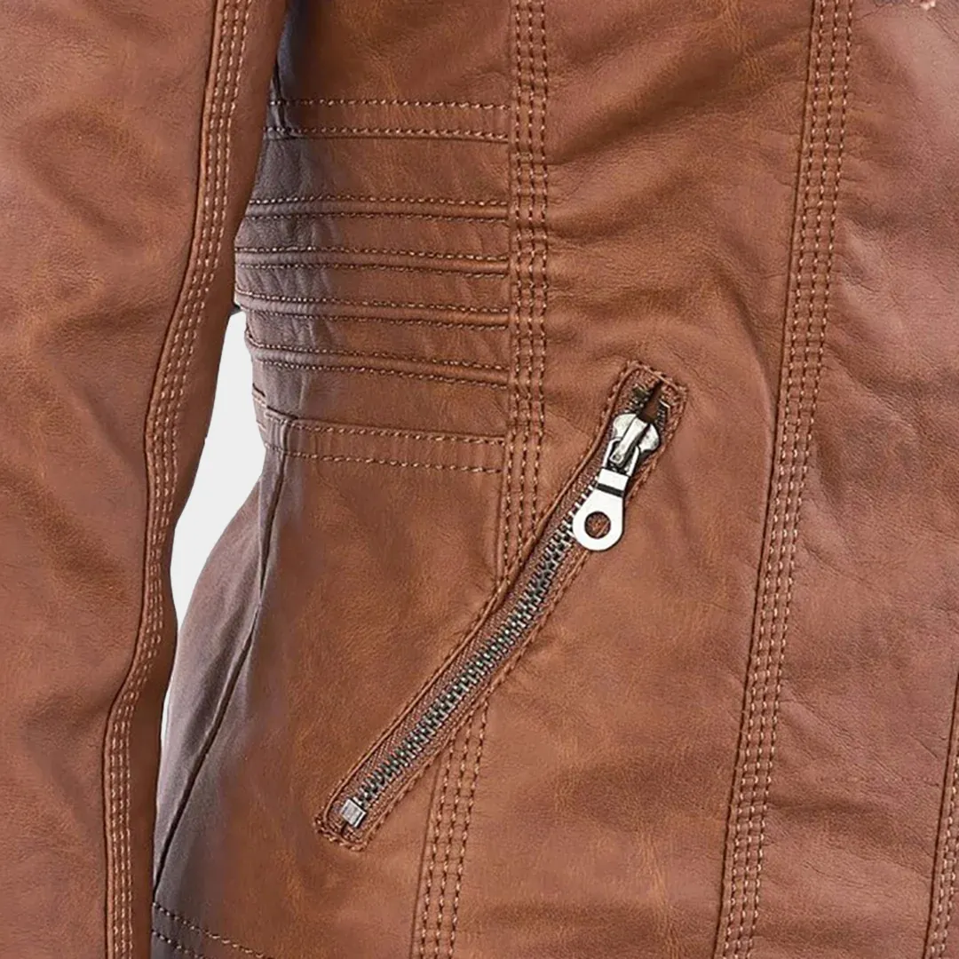 Womens Faux Leather Jacket  Motorcycle Style  Zip Closure  Hooded Design  Multiple Colours