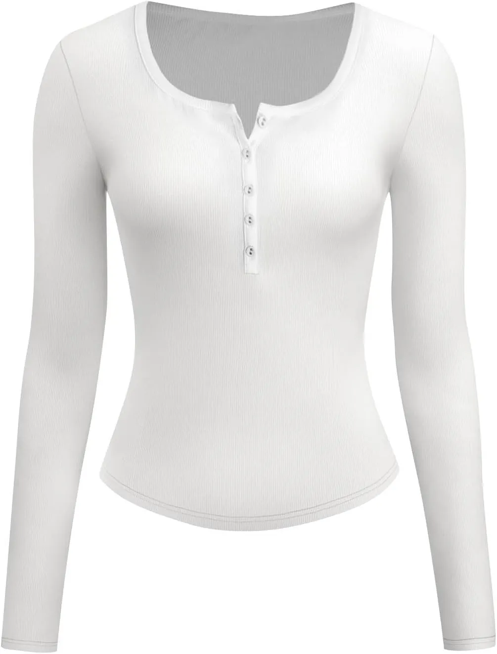 Women's Knit Ribbed Trendy Tops Quarter Button Long Sleeve Cropped Sweater Pullover Slim Sexy Workout Shirts