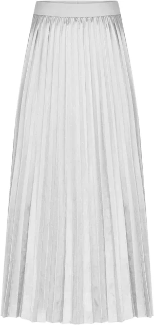 Women's Pleated Midi Skirts Elegant Flowy Skirts Elastic Waist Long Work Skirts A Line Wedding Guest Skirts