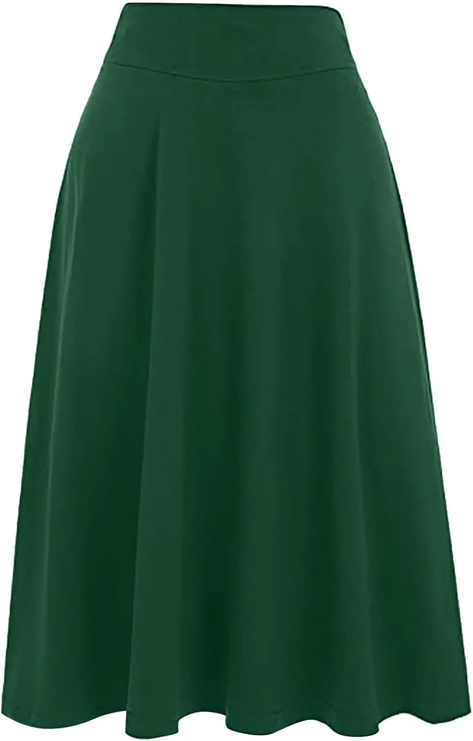 Womens Summer High Waist Midi Skirt Elegant Solid Color A Line Skirt Loose Office Business Flared Skirt